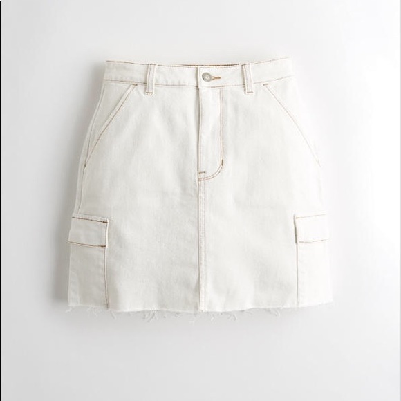 hollister white denim skirt